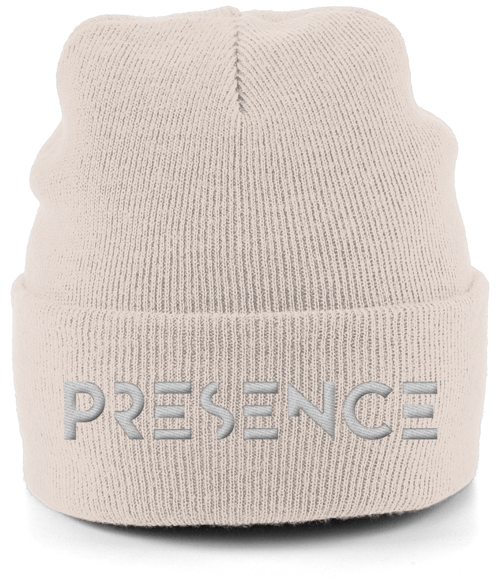 Cuffed Beanie White Presence Print