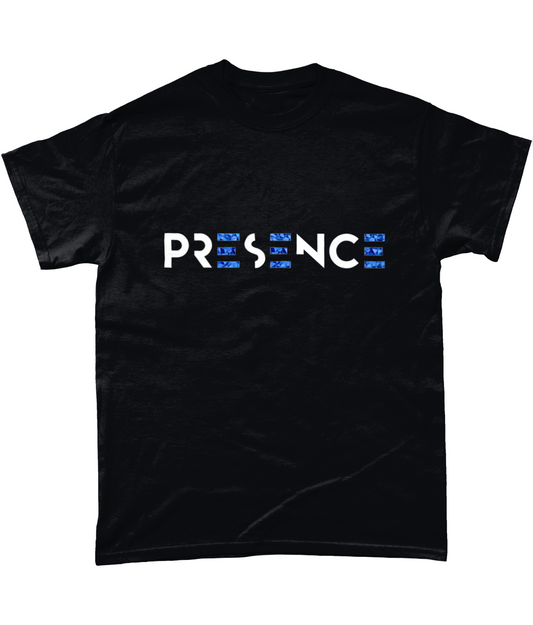 White Blue-geo EEE Presence Print T-Shirt