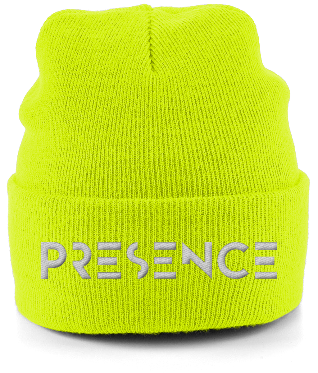 Cuffed Beanie White Presence Print