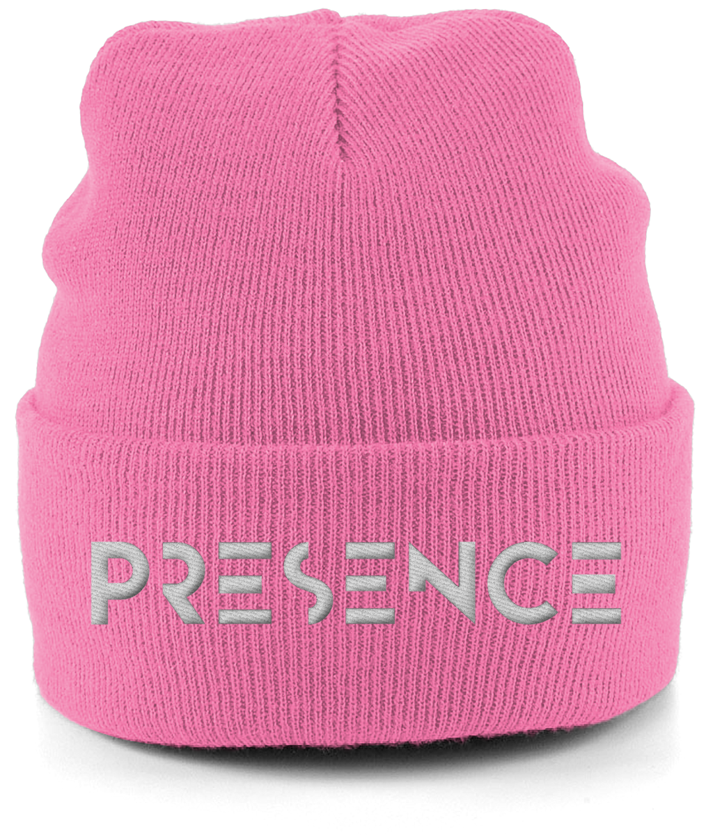 Cuffed Beanie White Presence Print