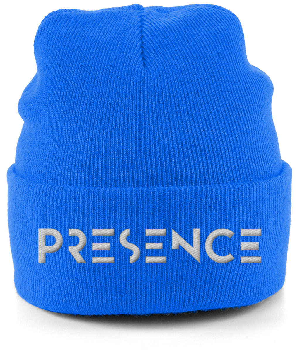 Cuffed Beanie White Presence Print