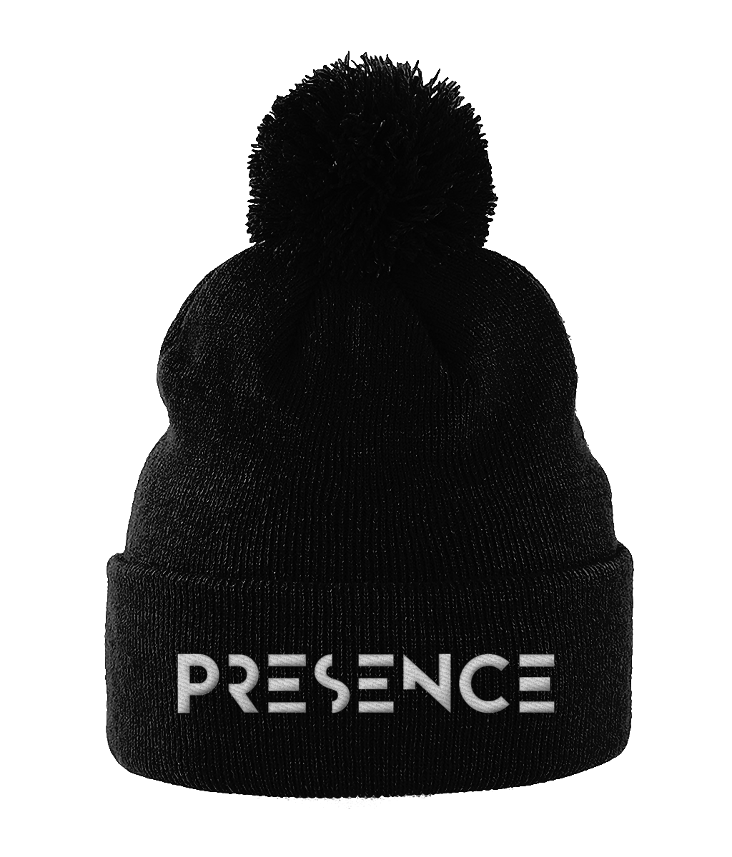 Pom Pom Beanie White Presence Print