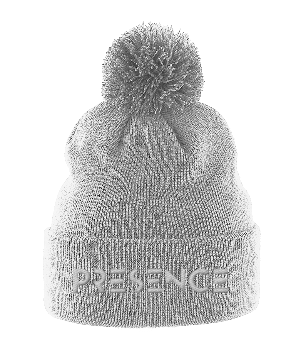 Pom Pom Beanie White Presence Print