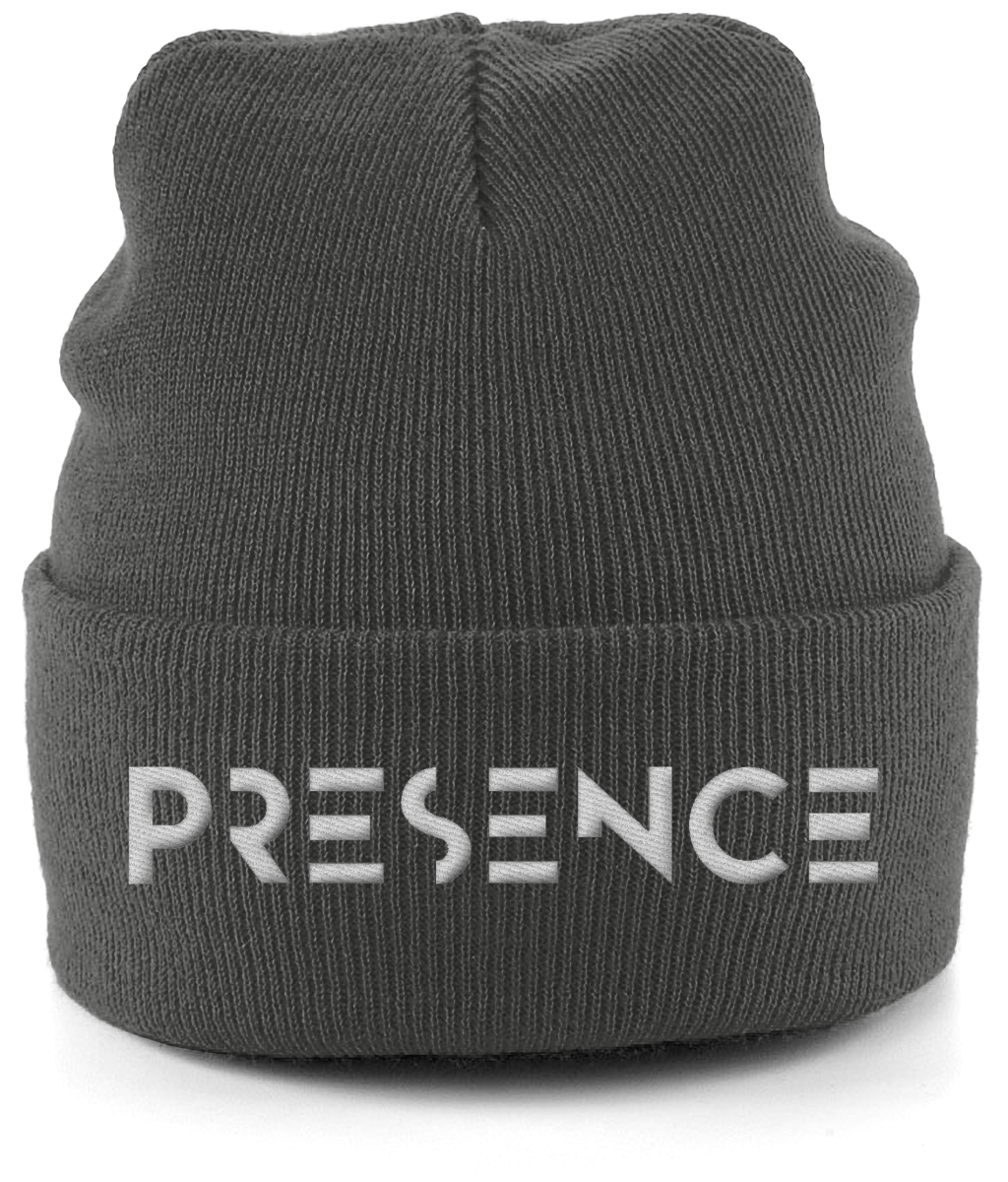 Cuffed Beanie White Presence Print