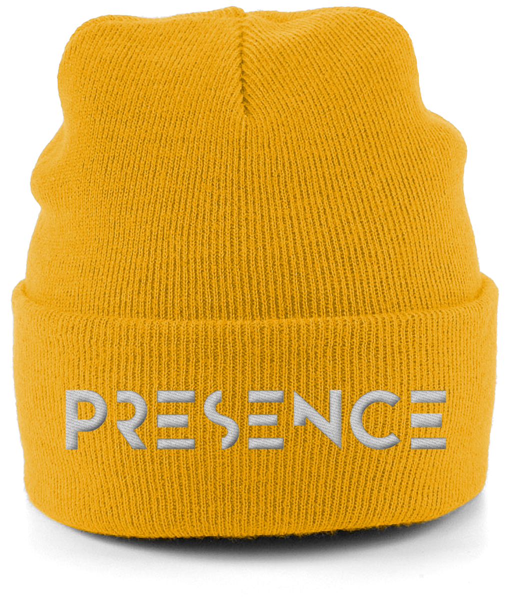 Cuffed Beanie White Presence Print