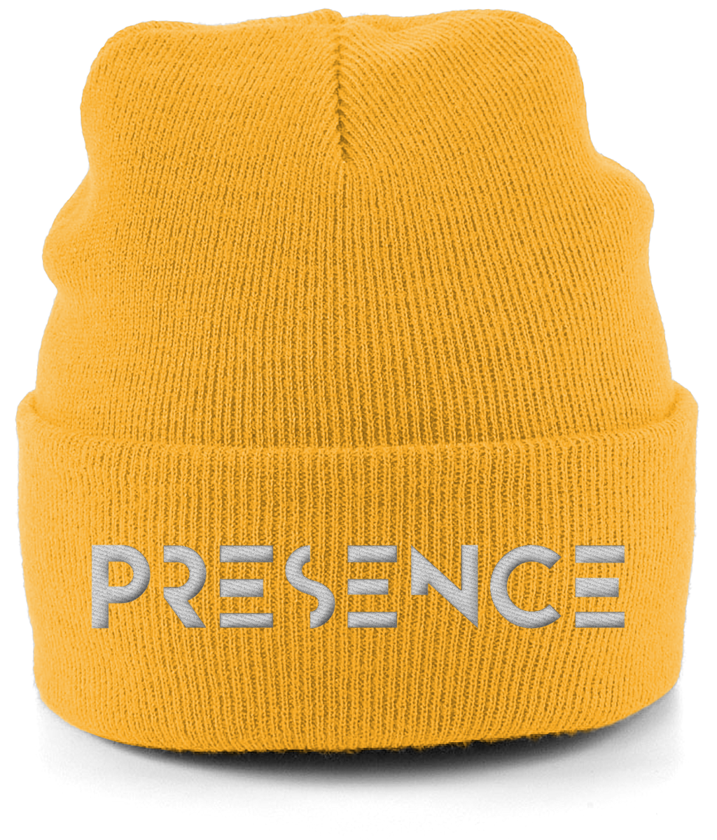 Cuffed Beanie White Presence Print