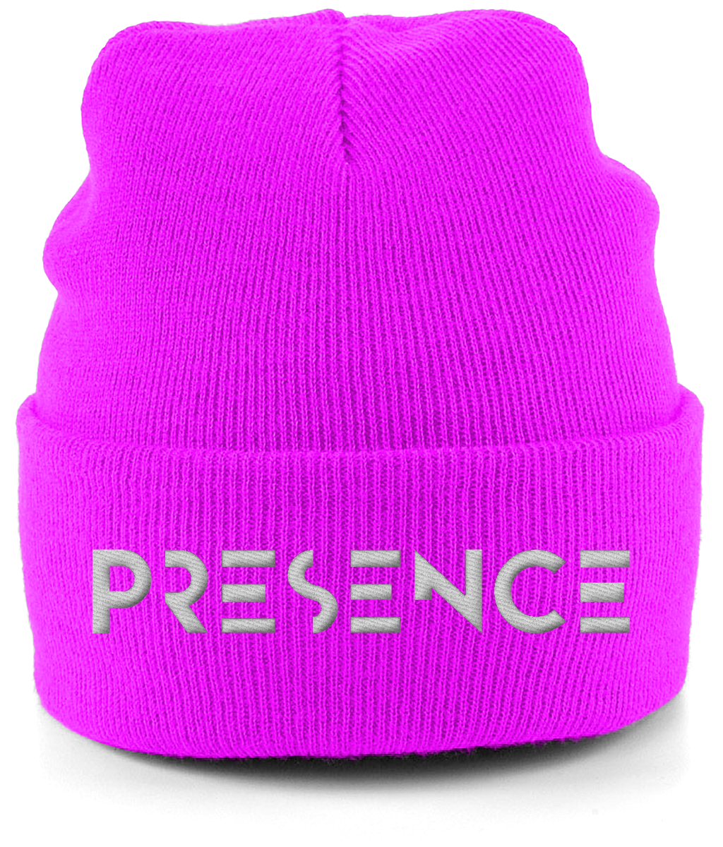 Cuffed Beanie White Presence Print